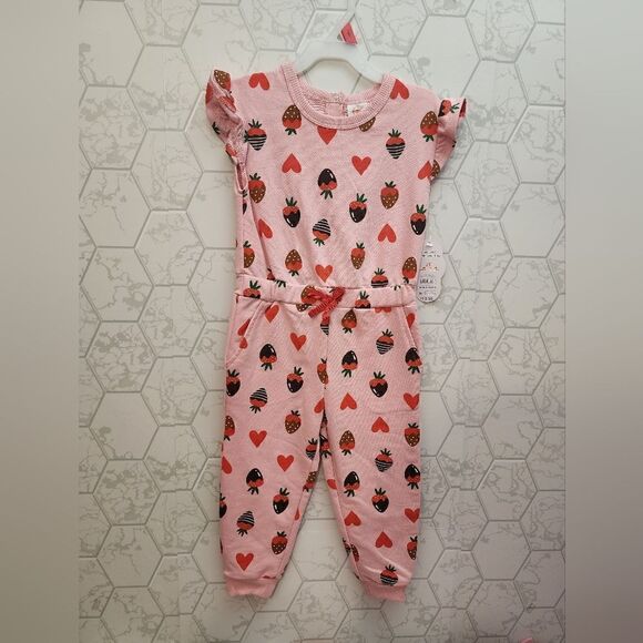 Nwt Valentine's Day Girls Strawberry Romper - Picture 2 of 5